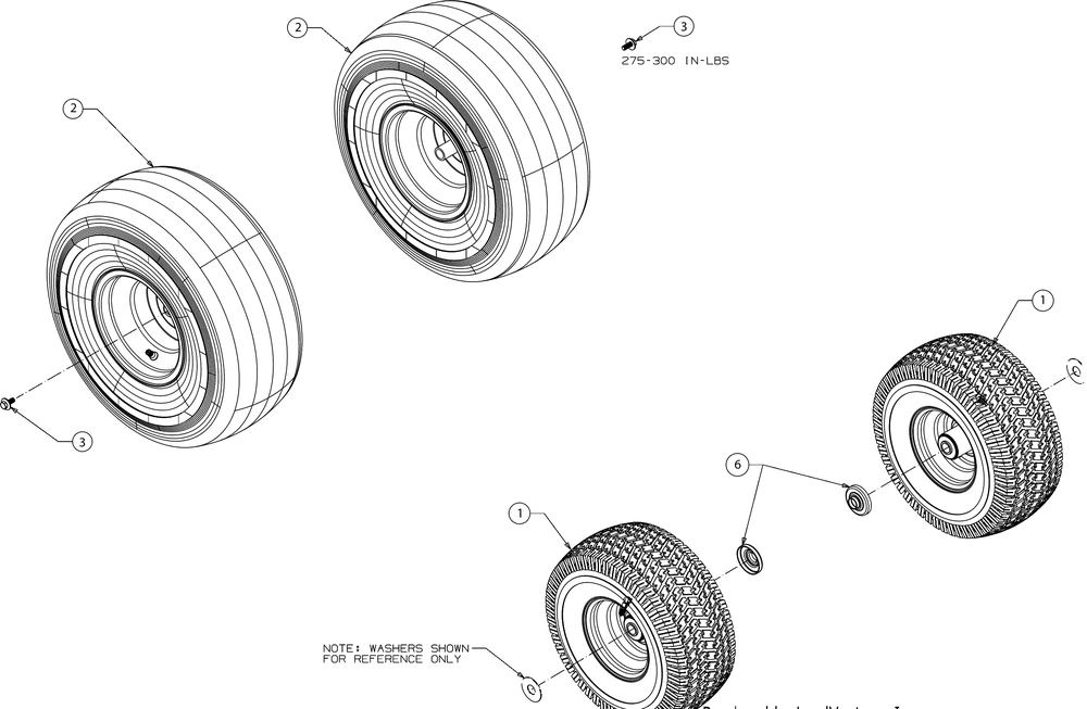 Wheels Diagram and Parts List for (13AQA4CN010)(2016) Cub Cadet Lawn Tractor